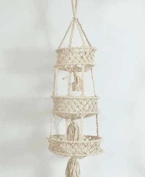 3 Tier Hanging Macrame Storage Basket - Leechoo